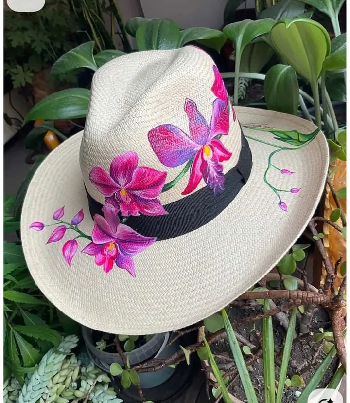 Sombreros brisa pintados a mano, pintado a mano por Luciptera