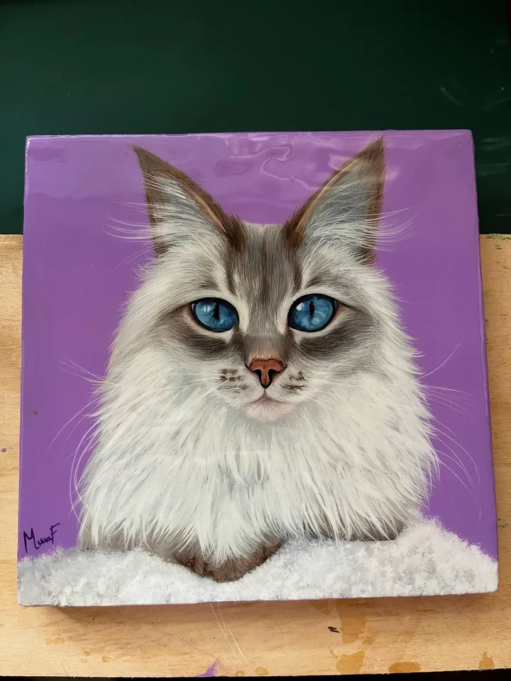 Cuadros de mascotas en madera (resina), pintado a mano por Luciptera